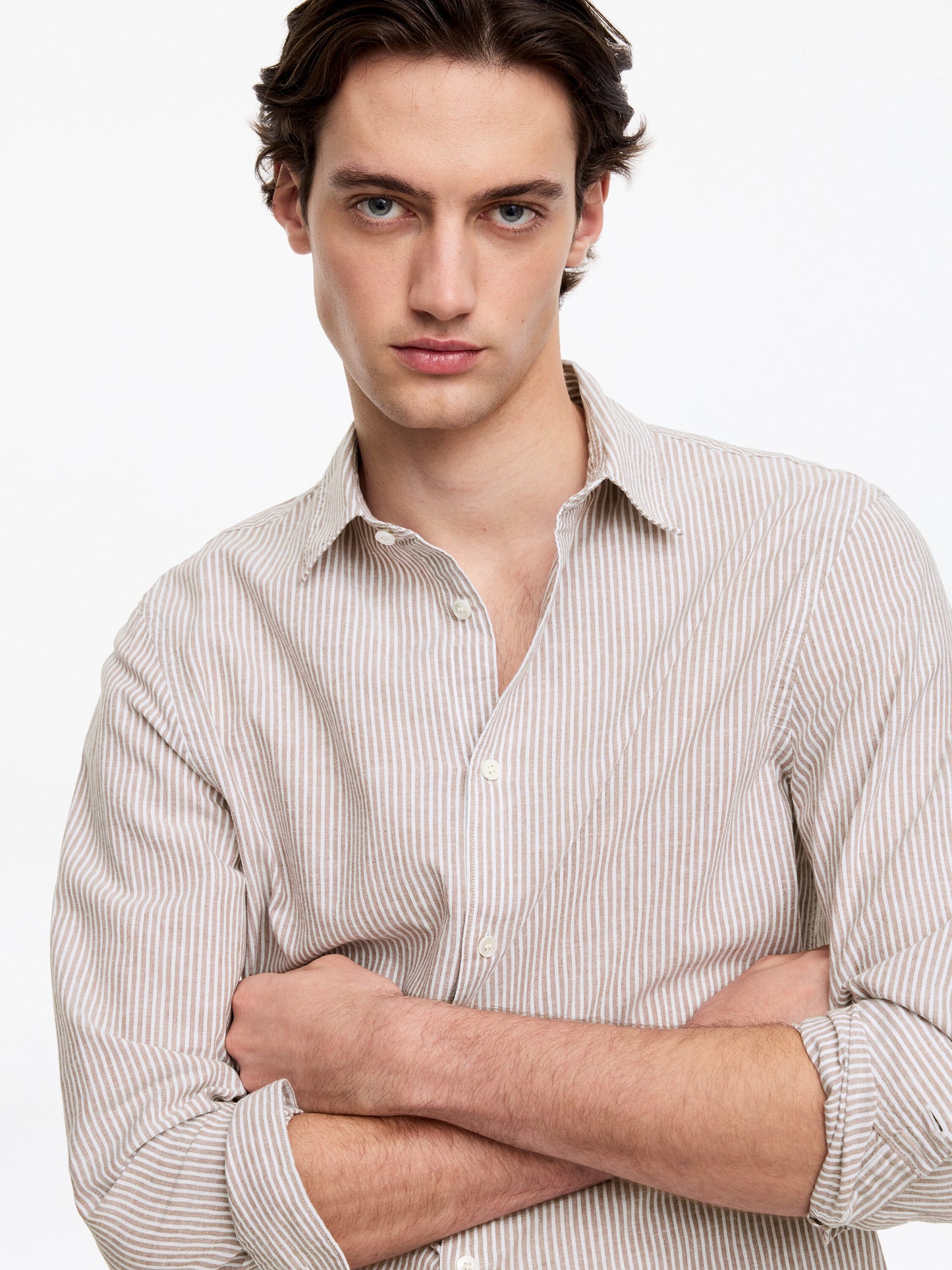 Cotton Blend Shirt - Brown - Image 8