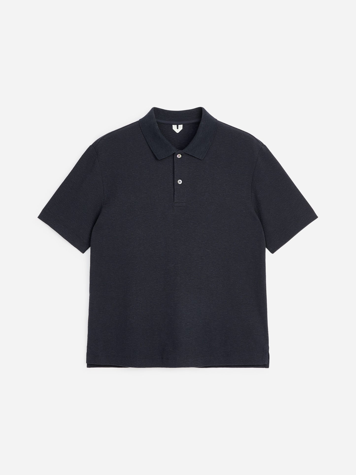 Cotton Linen Polo Shirt - Blue - Image 5