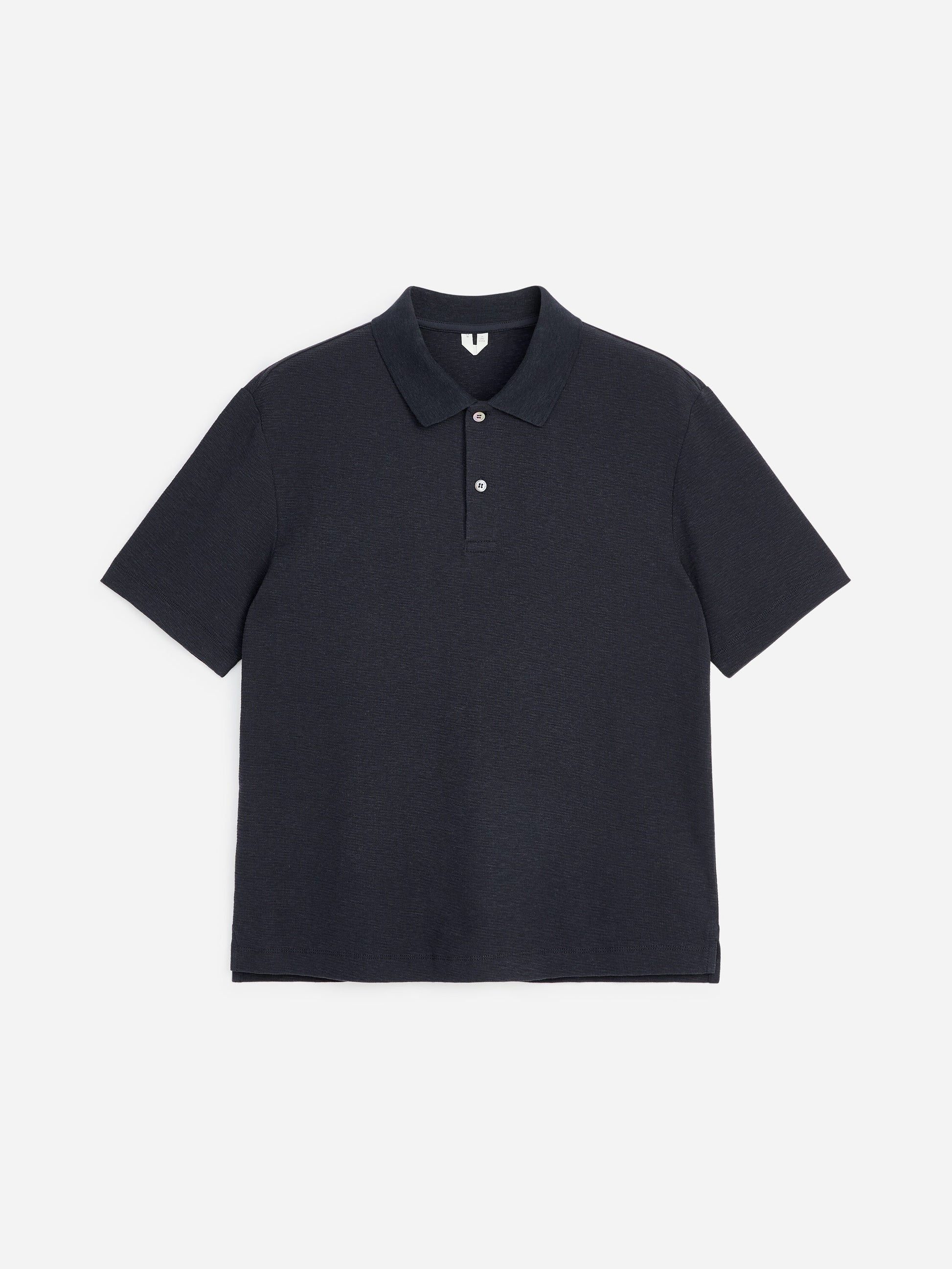 Cotton Linen Polo Shirt - Blue - Image 5
