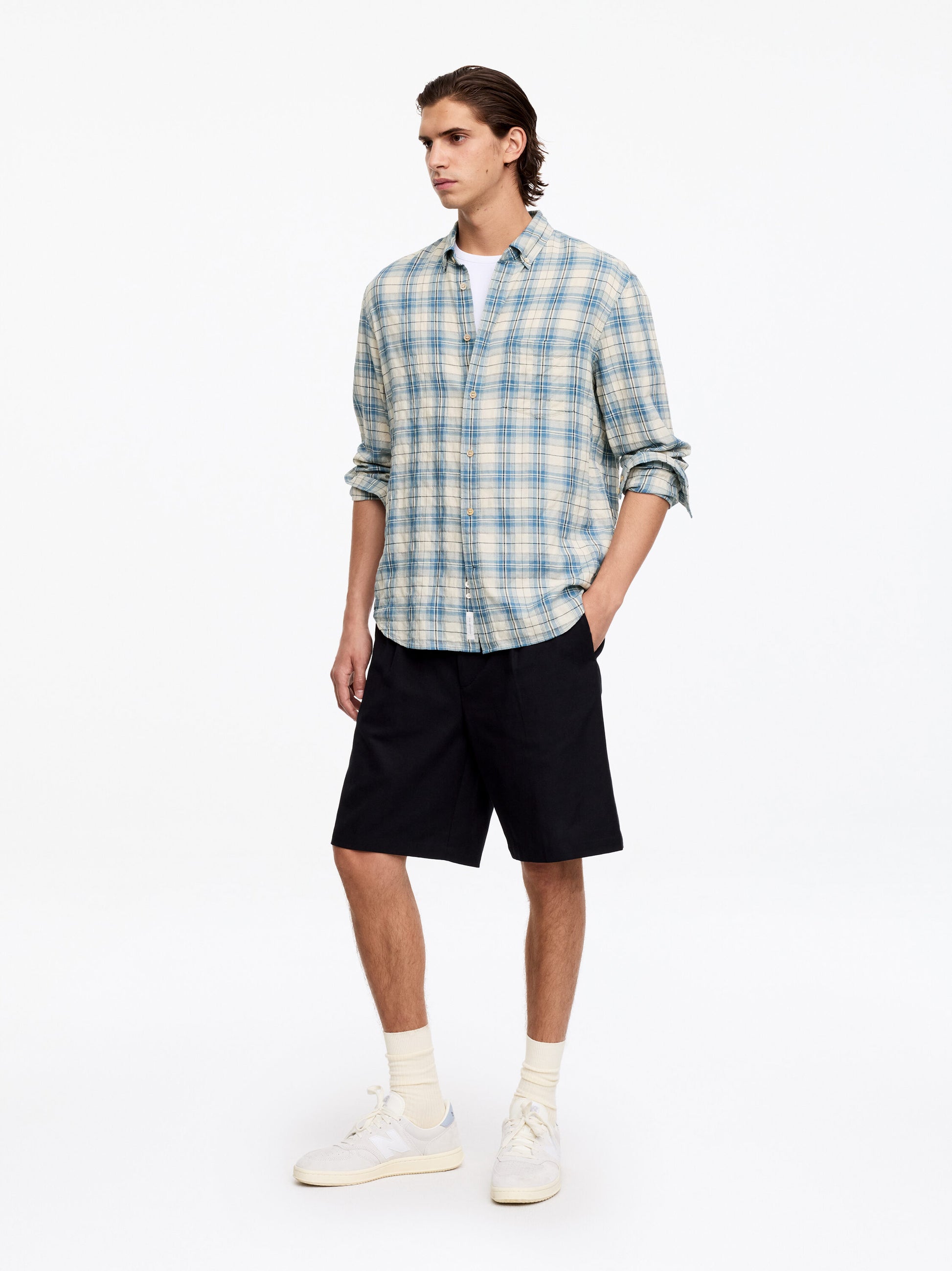 Regular Flannel Shirt - Blue - Image 2