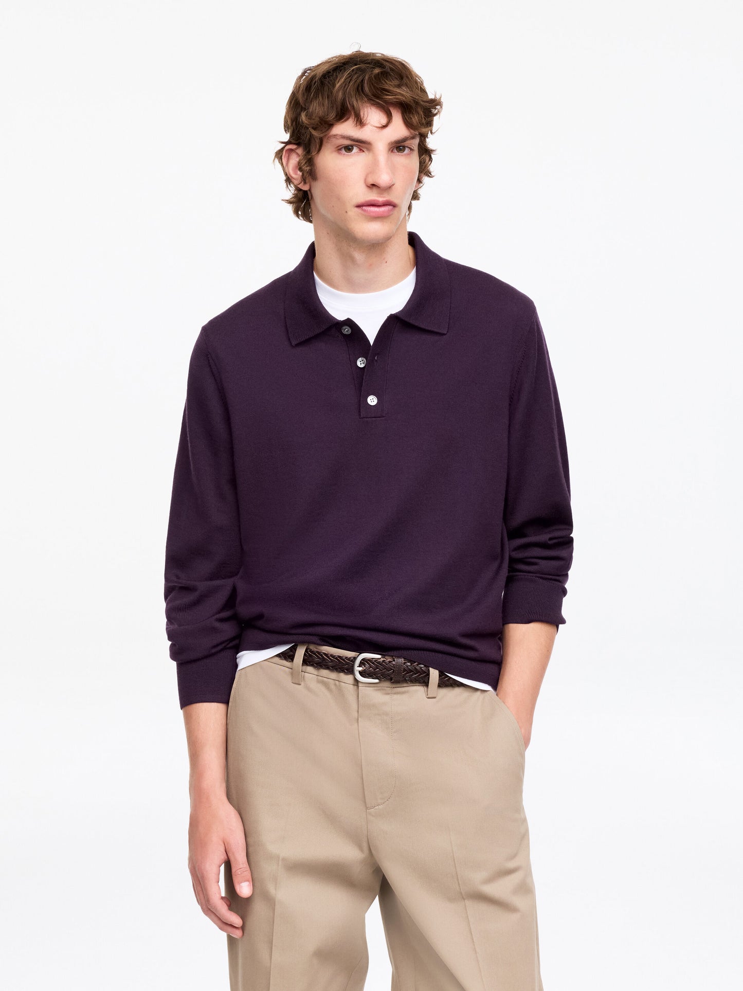Merino Polo Jumper - Purple