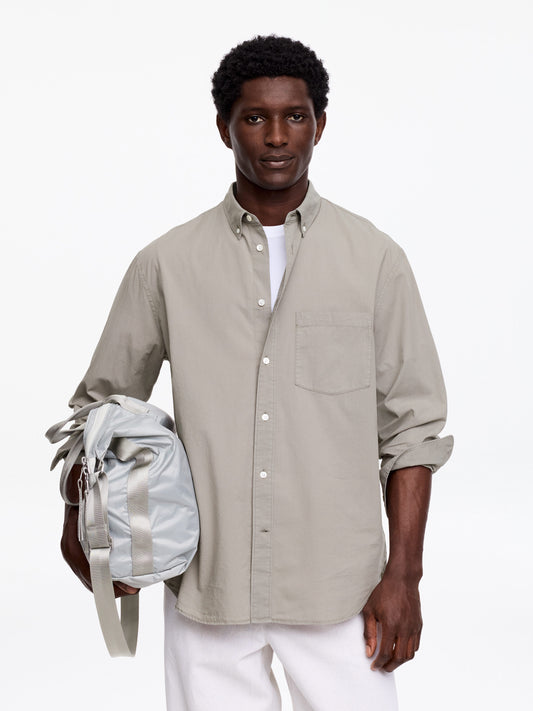 Relaxed Poplin Shirt - Grey