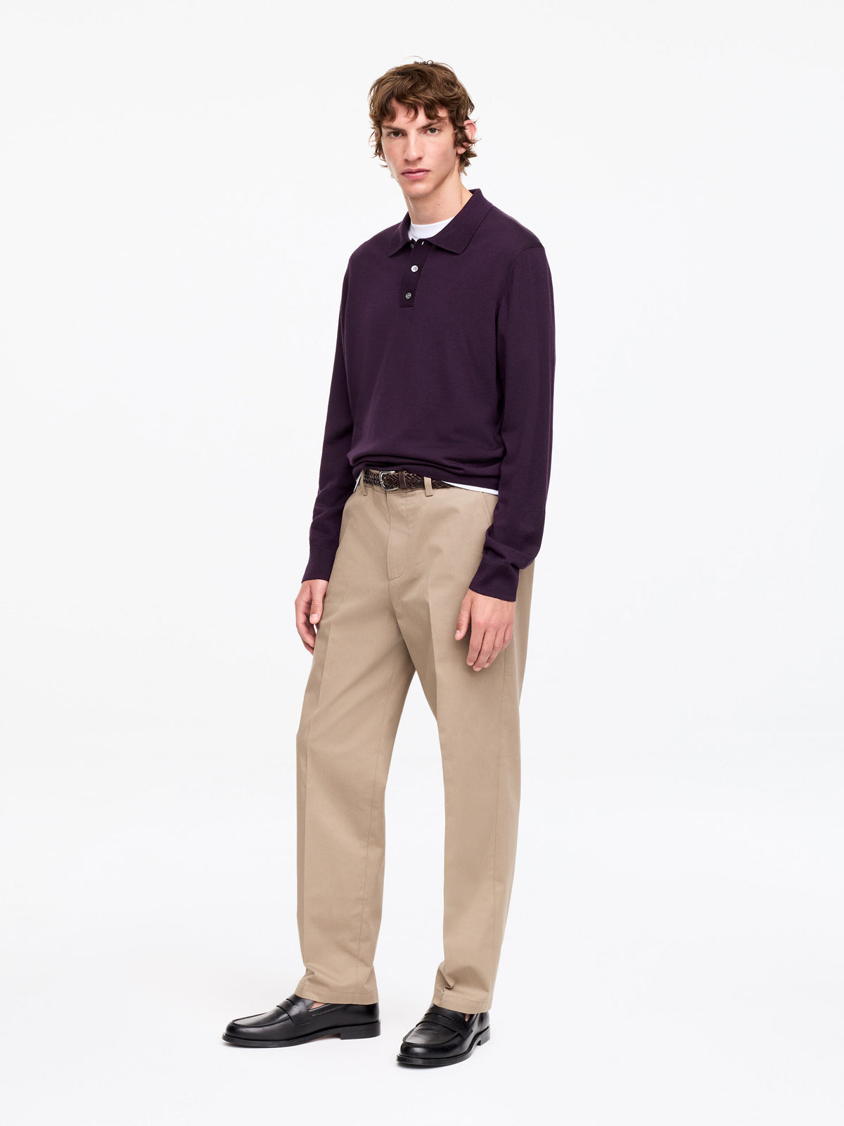 Merino Polo Jumper - Purple - Image 3