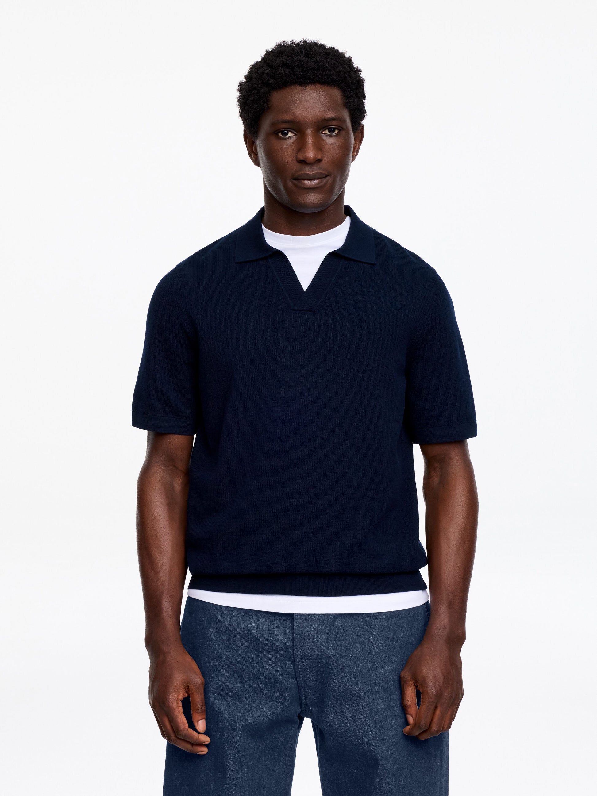 Textured Polo Shirt - Blue